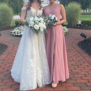 Azazie Chiffon Dress Rose size 0